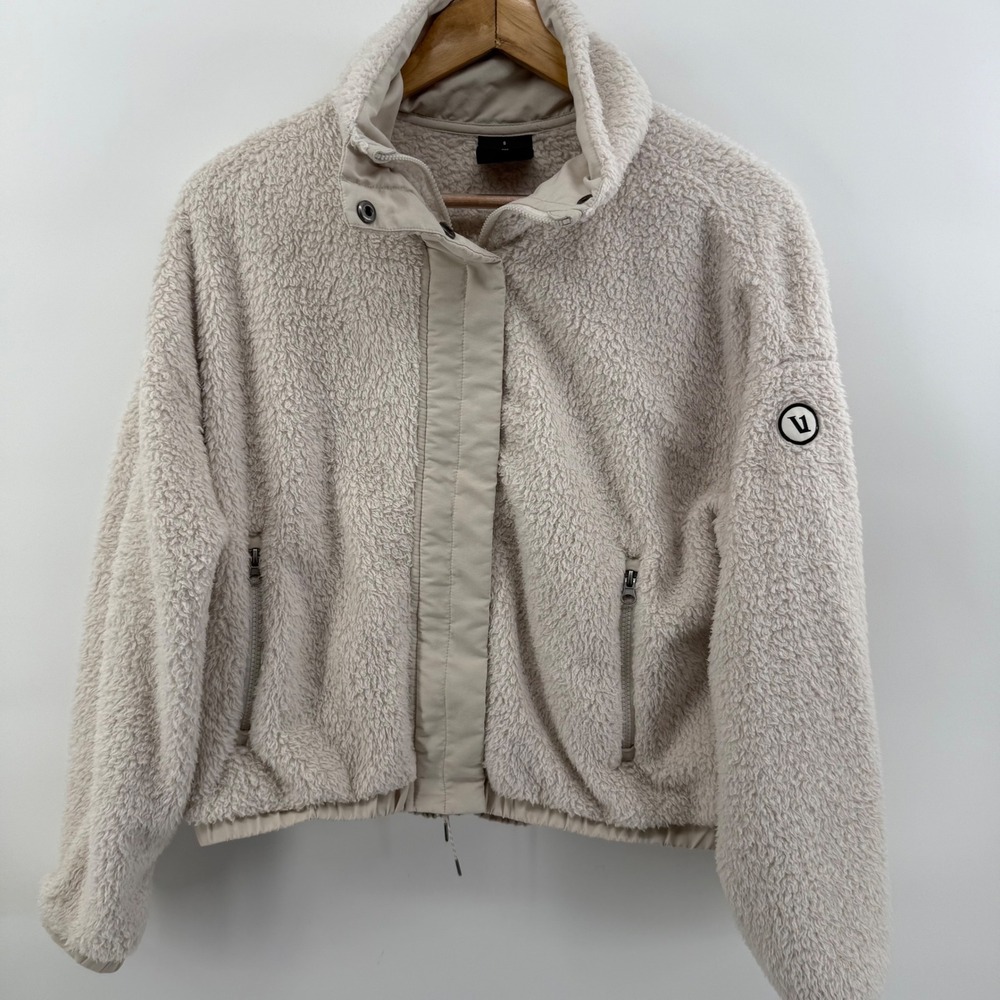 Vuori Alpine Sherpa Jacket Cream Beige Fleece Full Zip VW530 Womens Small